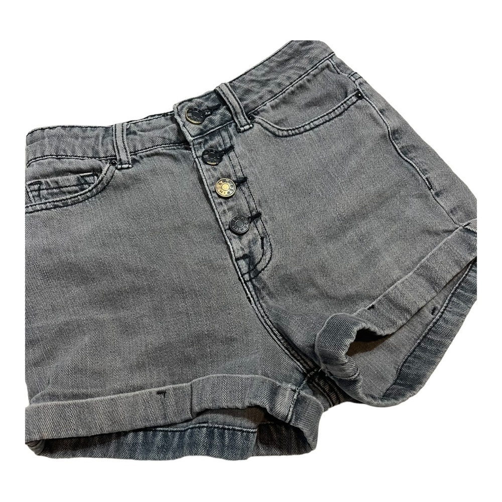 Urban Outfitters BDG Super High Rise Foxy Shorts Size 24 Black Jean FLAWED.